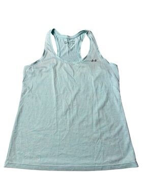 Under Armour HeatGear Racerback Tank Top Light Blue Heathered Medium